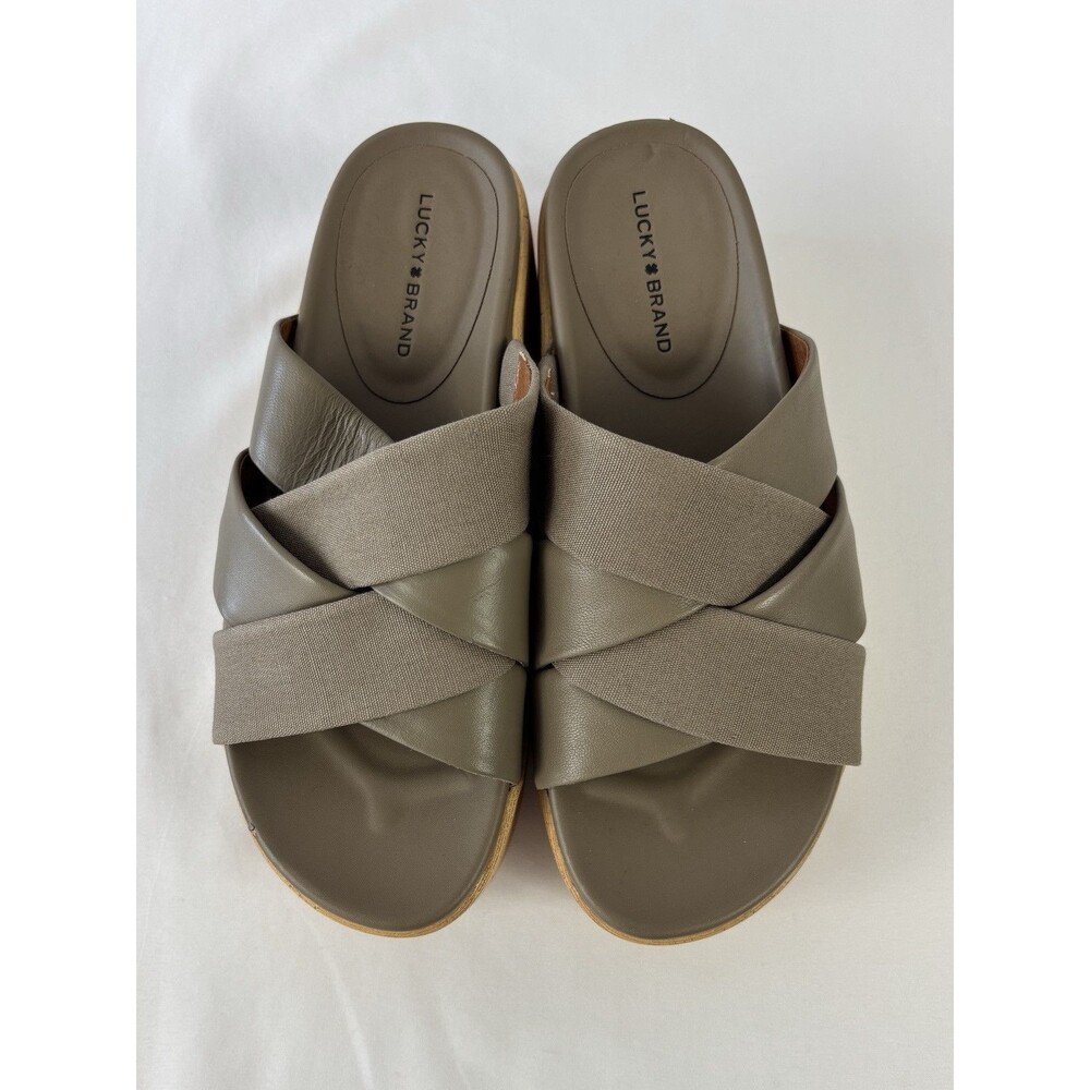 Lucky Brand Khaki Crisscross Sandals